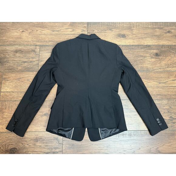 Banana Republic Blazer Womens 8 Black Slim Fit Wool Blend 2 Button Career Preppy - Picture 6 of 7